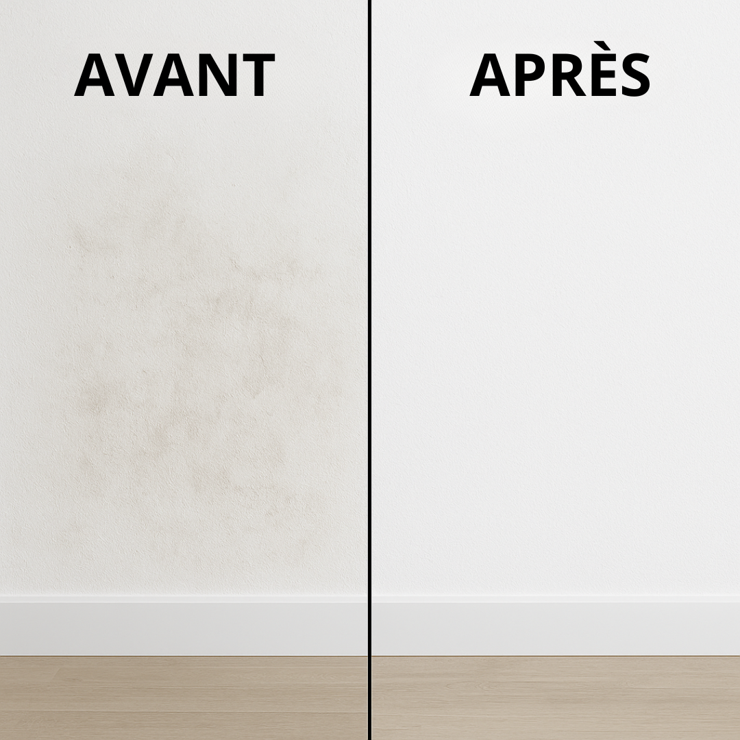 Avant après nettoyage mur – résultat avec mousse nettoyante multi-usages Fasti Clean
