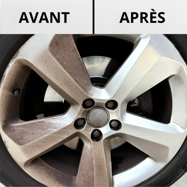 Avant après nettoyage jante avec mousse nettoyante multi-usages Fasti Clean