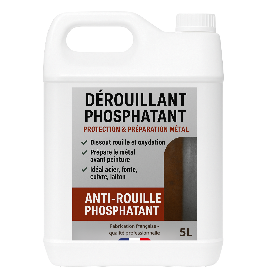 Dérouillant phosphatant métal 5L – traitement antirouille professionnel pour acier, fonte, cuivre et laiton