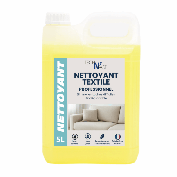 Bidon de nettoyant textile professionnel TECHN’Fast 5L – élimine les taches difficiles, biodégradable, sans solvant ni javel, respectueux de l’environnement