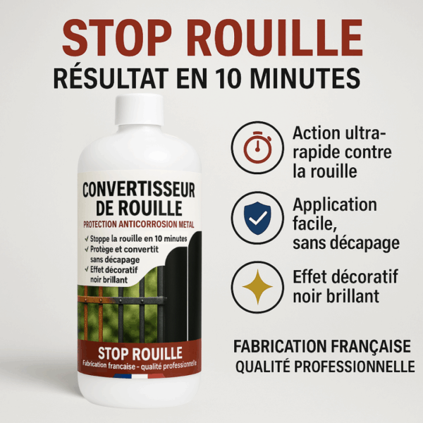 convertisseur de rouille STOPROUILLE — résultat en 10 minutes et protection anticorrosion