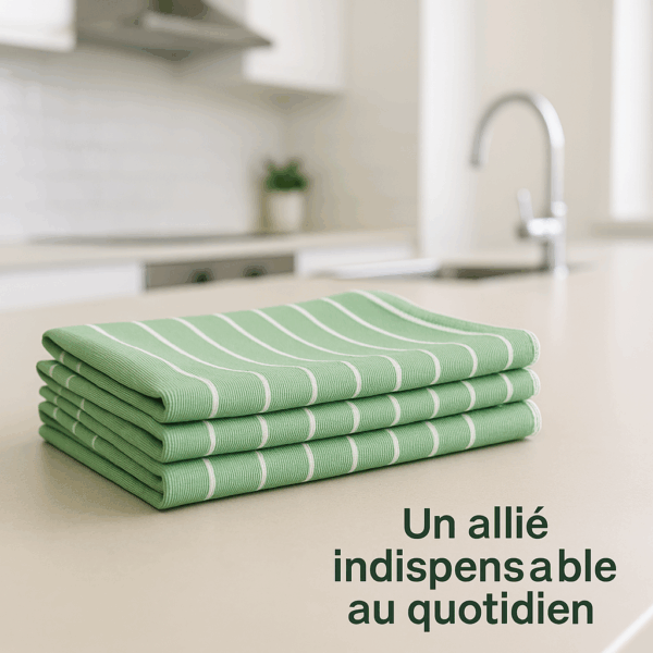 lot de microfibres bambou vertes ménage quotidien cuisine salle de bain