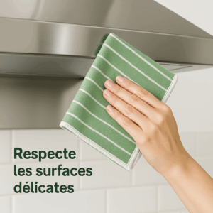 microfibre bambou verte pour surfaces délicates – nettoyage inox et cuisine sans traces