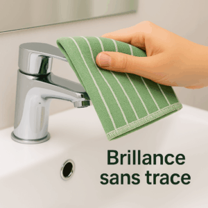 microfibre bambou verte nettoyage robinet salle de bain sans trace