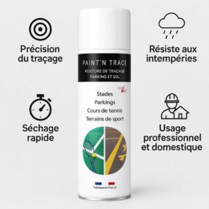 Peinture de traçage blanche en aérosol – précision du marquage, séchage rapide et résistance aux intempéries