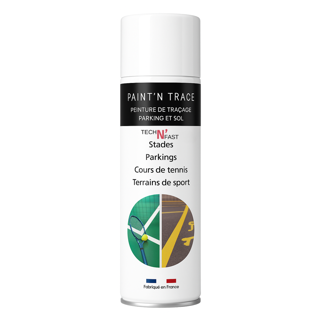 Peinture de traçage blanche au sol – aérosol pour parkings, stades et terrains de sport