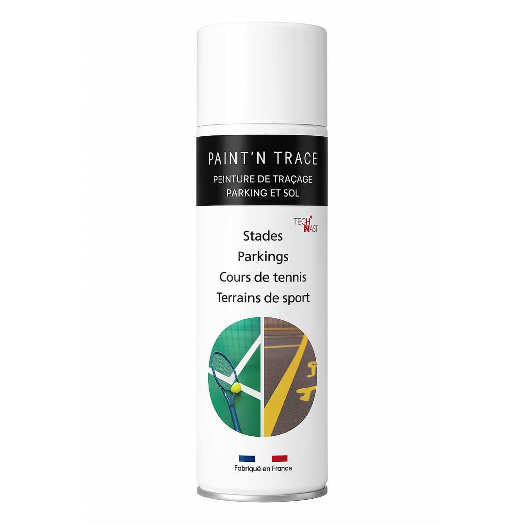 Peinture de traçage blanche au sol – aérosol pour parkings, stades et terrains de sport