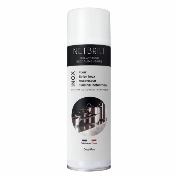 Brillanteur inox NETBRILL – spray professionnel pour nettoyer et faire briller l’inox sans traces