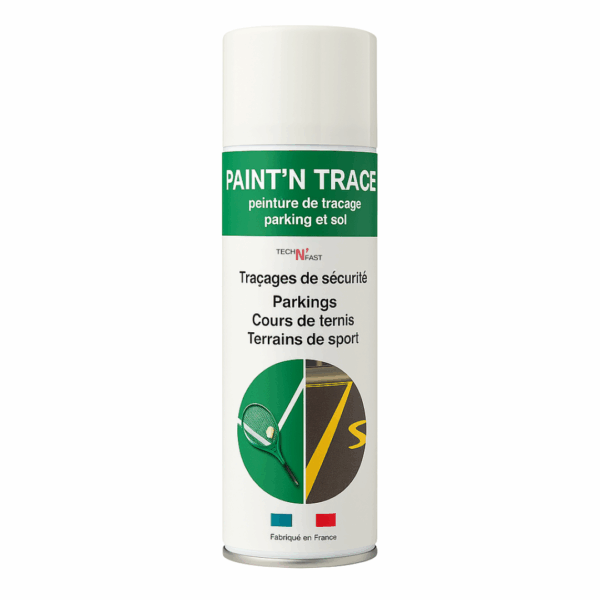 Peinture de traçage verte en aérosol pour marquage au sol, parkings et terrains de sport.