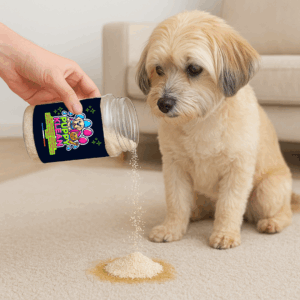 Poudre absorbante urine chien – gélifiant désodorisant sur tapis