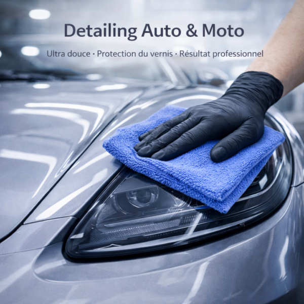 Microfibre auto professionnelle utilisée pour le detailing sur carrosserie de voiture