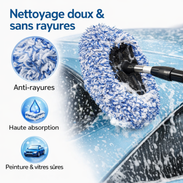 Housse de brosse de lavage voiture en microfibre utilisée pour un nettoyage doux sans rayures