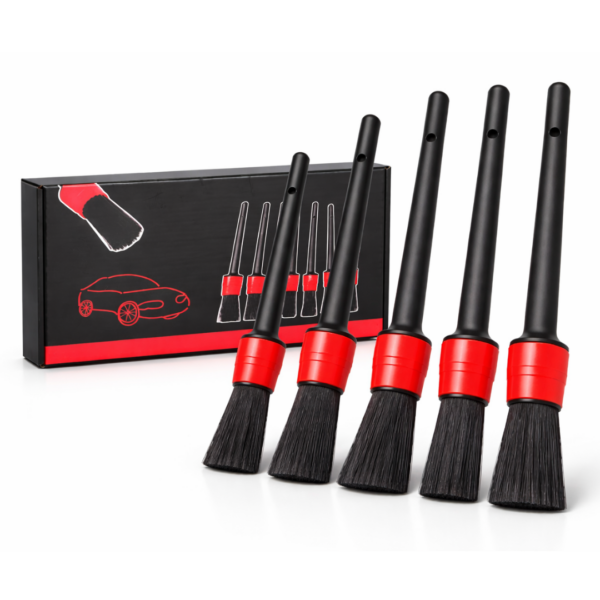 Kit de pinceaux de detailing auto avec 5 tailles pour nettoyage intérieur et extérieur de voiture