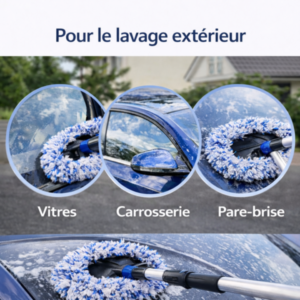 Housse de brosse de lavage voiture en microfibre utilisée pour le lavage extérieur des vitres, de la carrosserie et du pare-brise