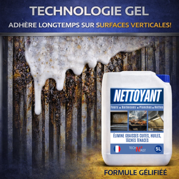 Dégraissant plancha gélifié professionnel – adhérence sur surface verticale et graisse incrustée